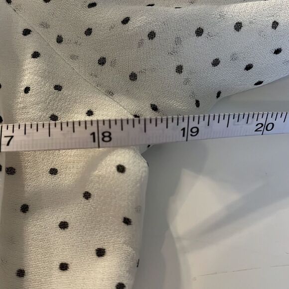 red Haute Black polkadot wrap front blouse with cold shoulder. Long sleeves. - Picture 12 of 13